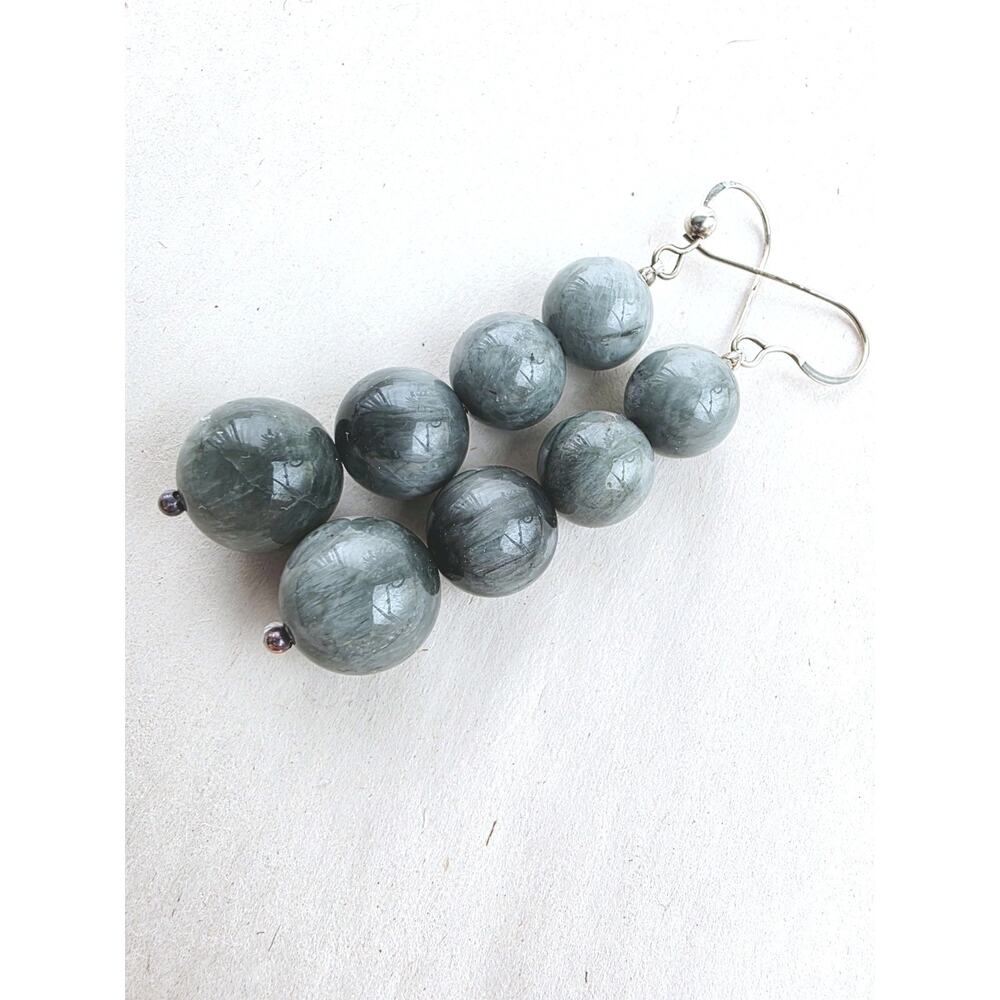 Jay King Sterling Silver 925 Gray Chrysoberyl cat's Eye Dangle Earrings New
